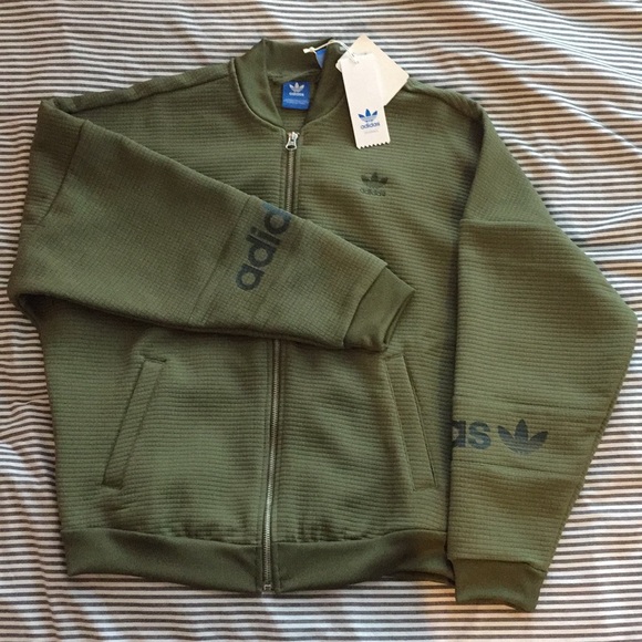 adidas Jackets & Blazers - NWT ADIDAS Tracktop Olive Green 3 Stripes